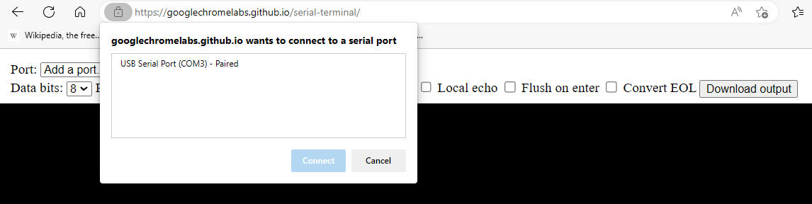Serial terminal port picker